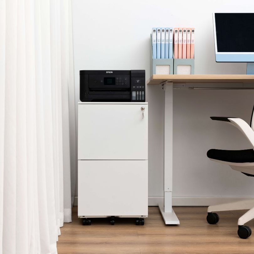 Modern 2-Drawers White Mobile Filing Cabinet