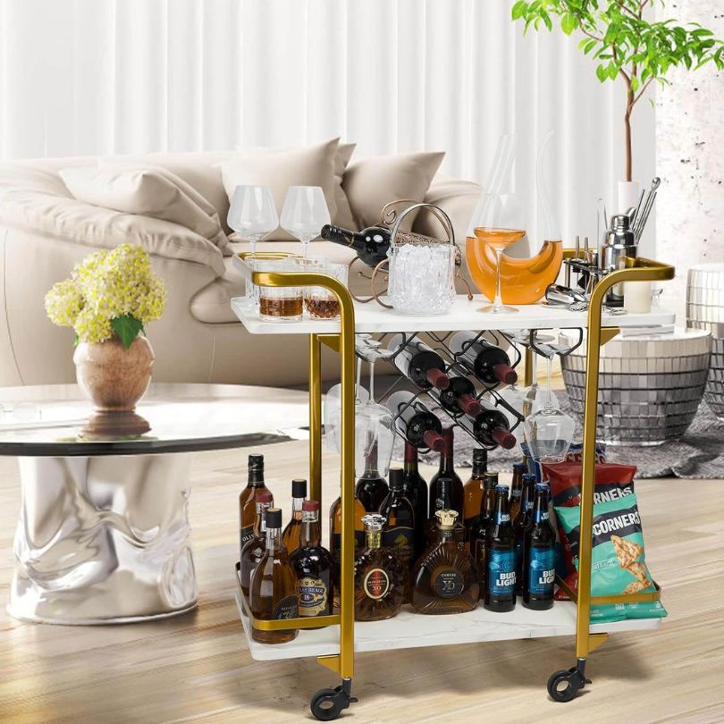 living room and kitchen serving cart