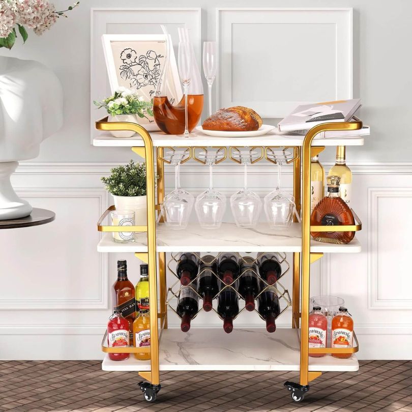 living room and kitchen serving cart