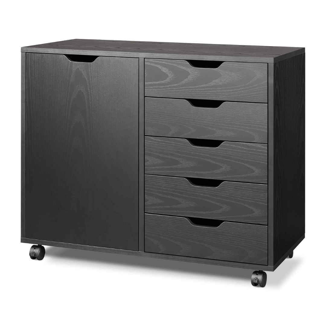 Modern 5-Drawer Office Storage Cabinet with Wheels