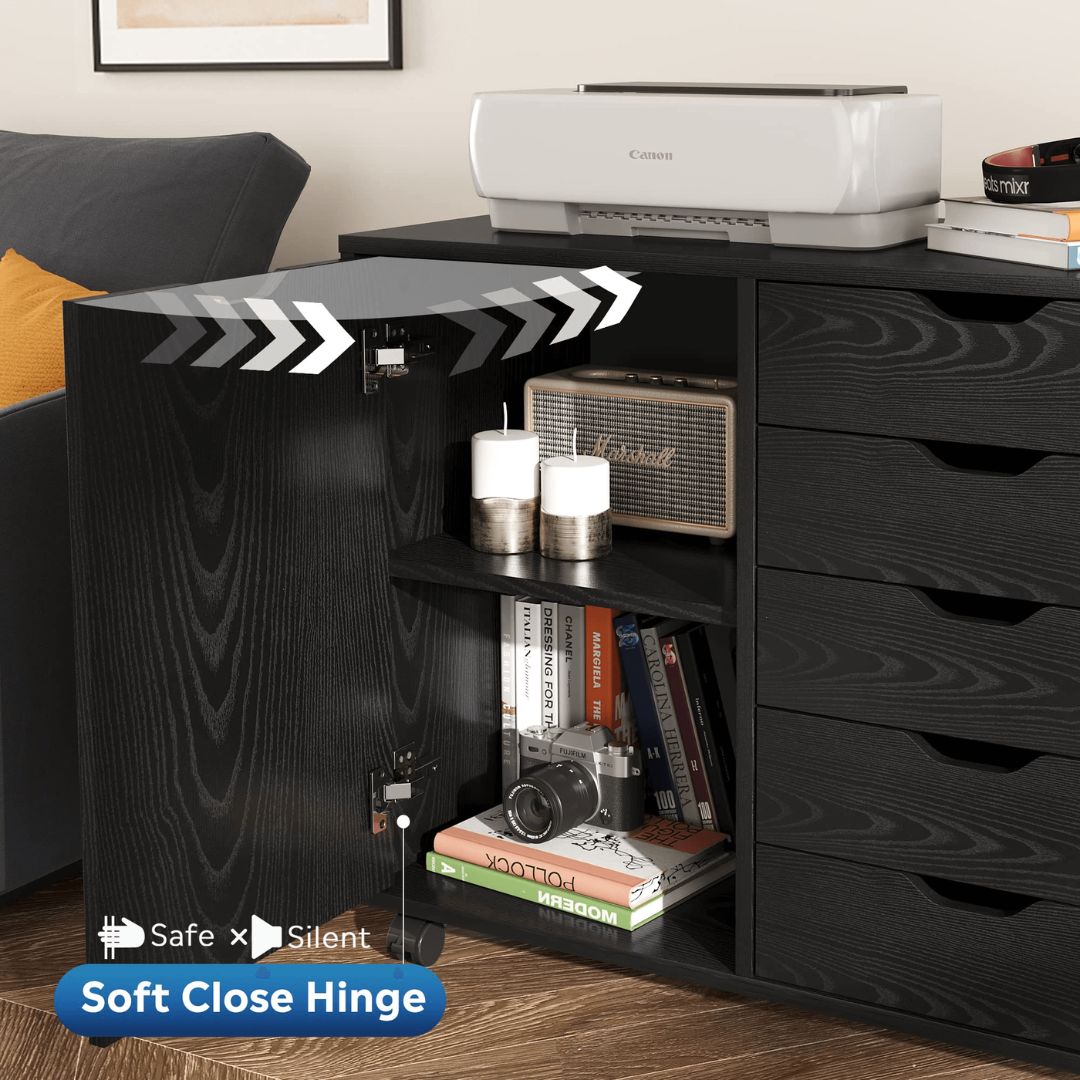 Modern 5-Drawer Office Storage Cabinet with Wheels