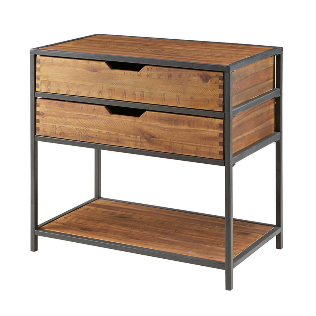 Modern Acacia wood 2-Drawer Accent Chest