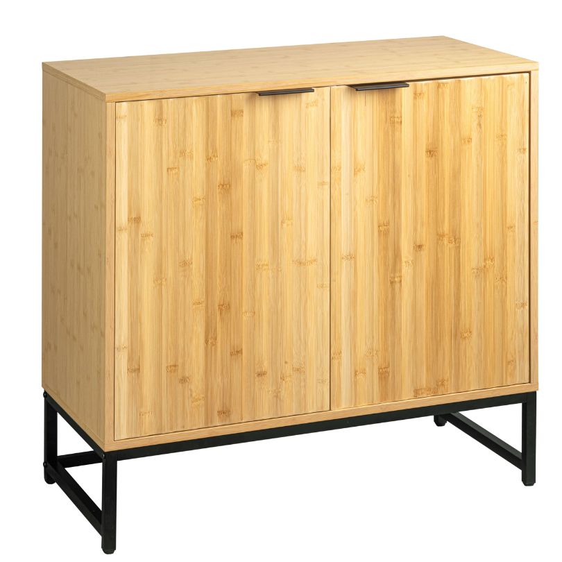 Modern Bamboo 2-Doors Sideboard Cabinet Set