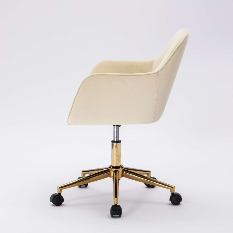 Modern Beige Velvet Swivel Desk Chair