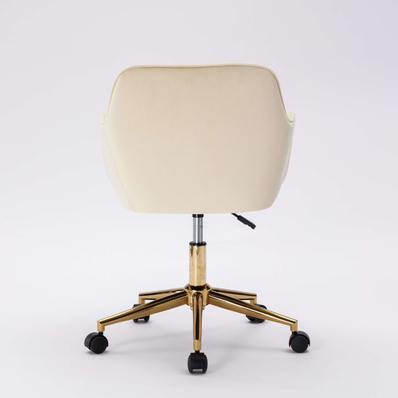 Modern Beige Velvet Swivel Desk Chair