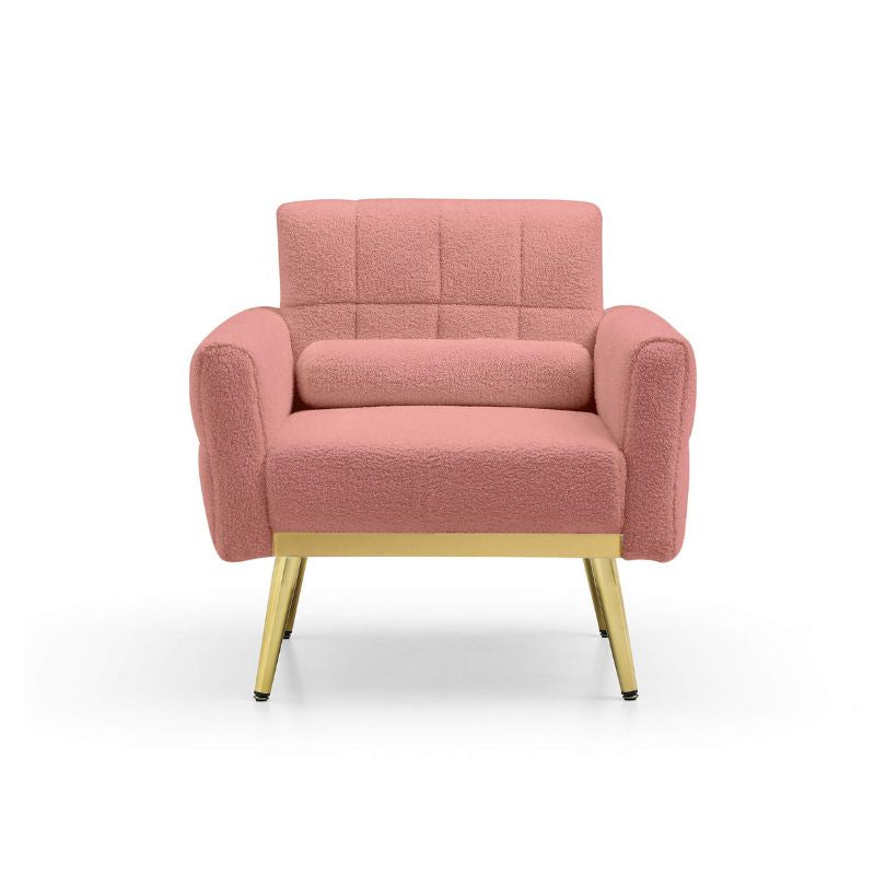 Pink accent chair in a white background 