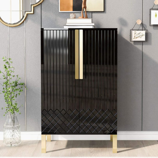 Modern Black 2-doors Accent Shoe Cabinet