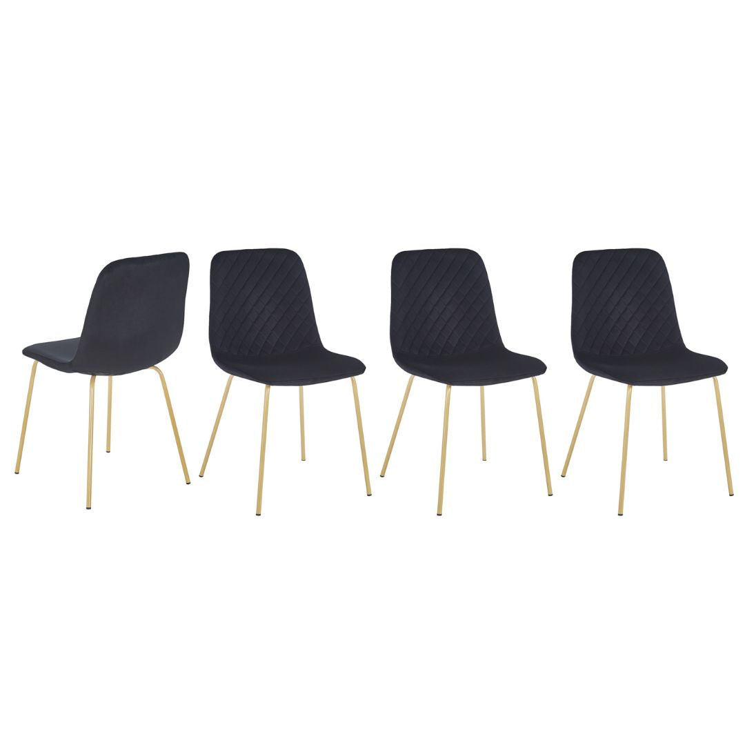 Modern Black Dining Chair with Gold Legs 4pcs