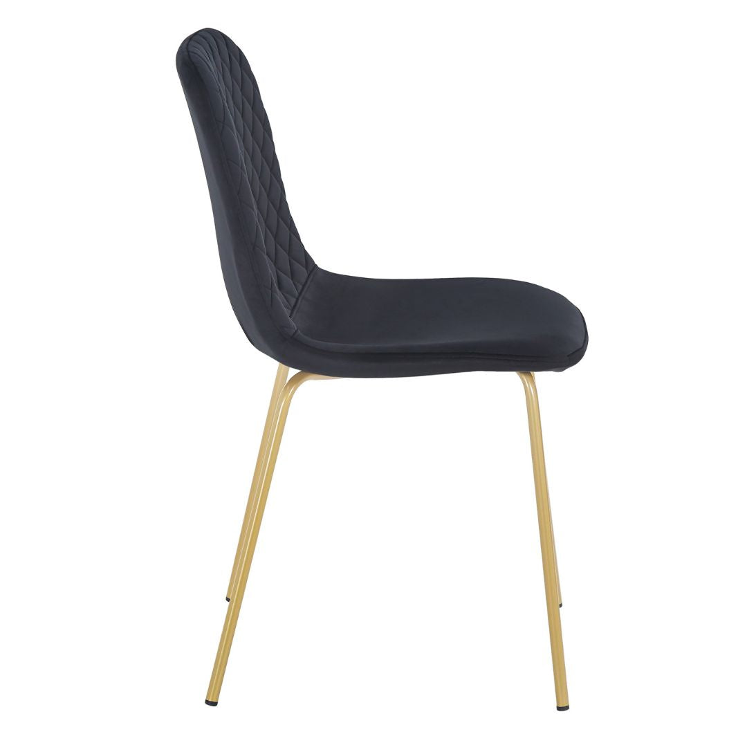 Modern Black Dining Chair with Gold Legs 4pcs