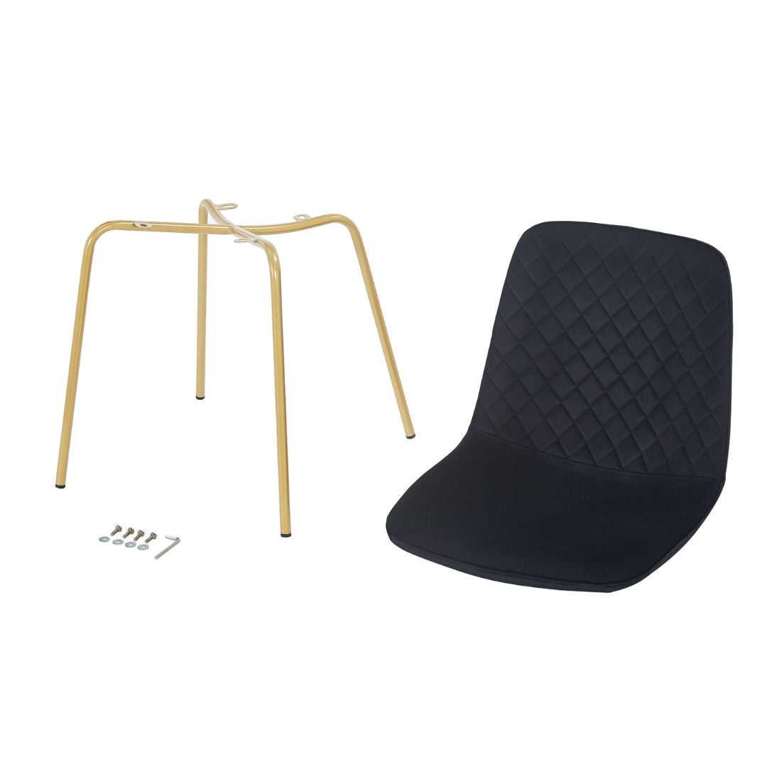 Modern Black Dining Chair with Gold Legs 4pcs