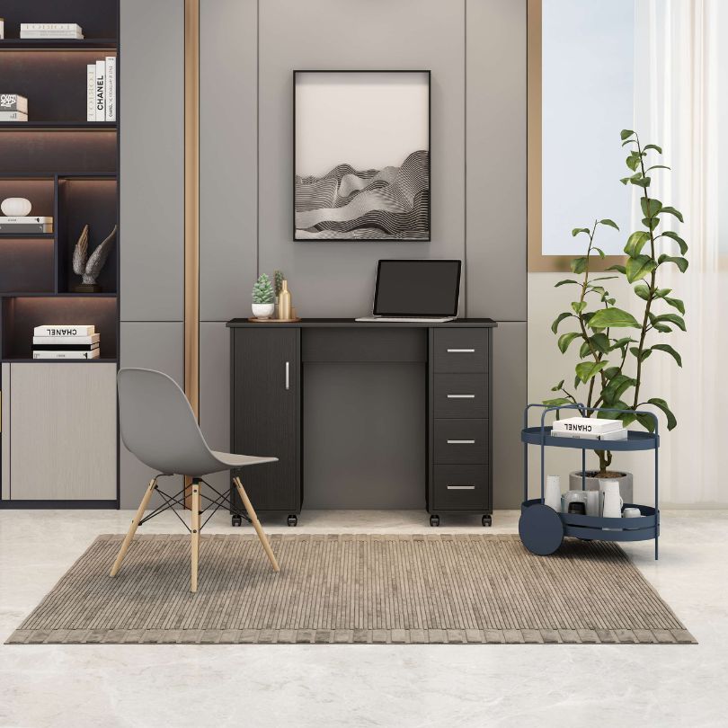 Modern Black Mobile Desk and Craft Center