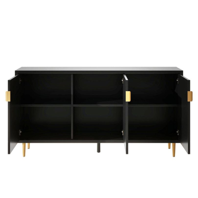 Modern Black U-Can Console Table with Shelves