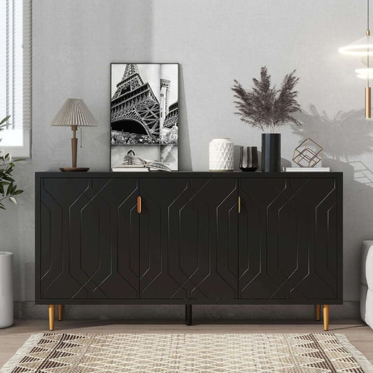 Modern Black U-Can Console Table with Shelves