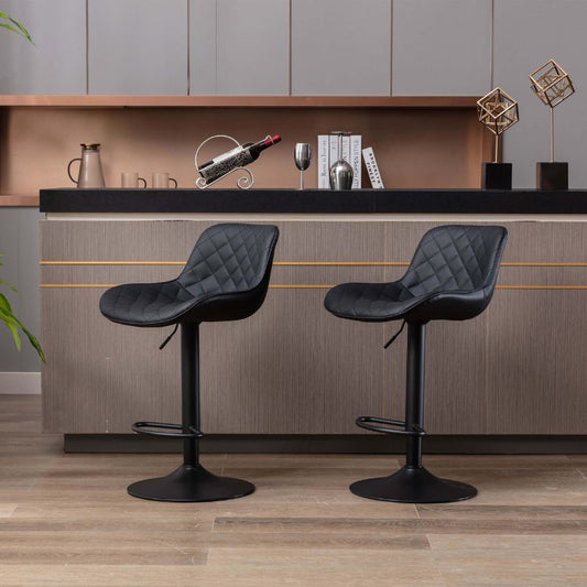 Modern Black Velvet Bar Stools With Adjustable Base