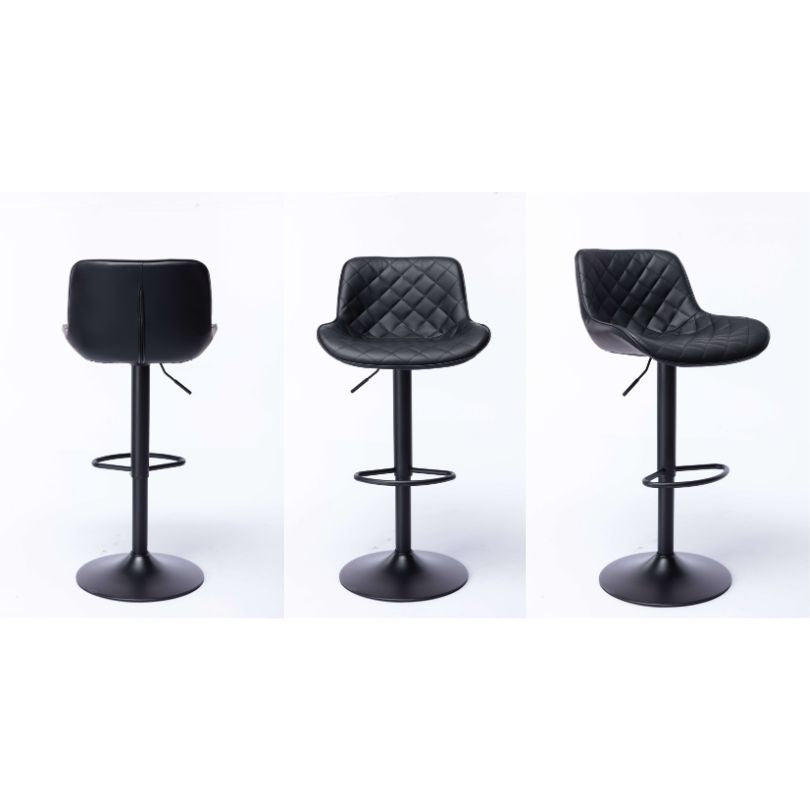 Modern Black Velvet Bar Stools With Adjustable Base