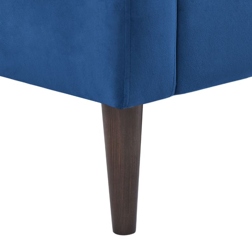 Modern Blue Tufted Barrel Club Accent Chair with Wooden Legs