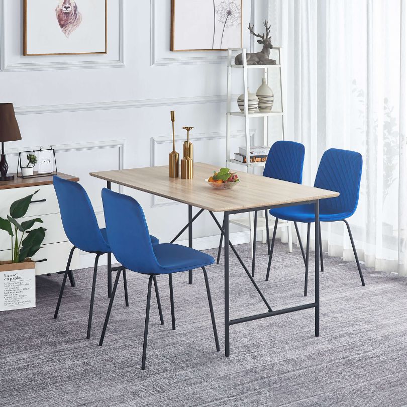 Modern Blue Velvet Dining Chair 4Pcs