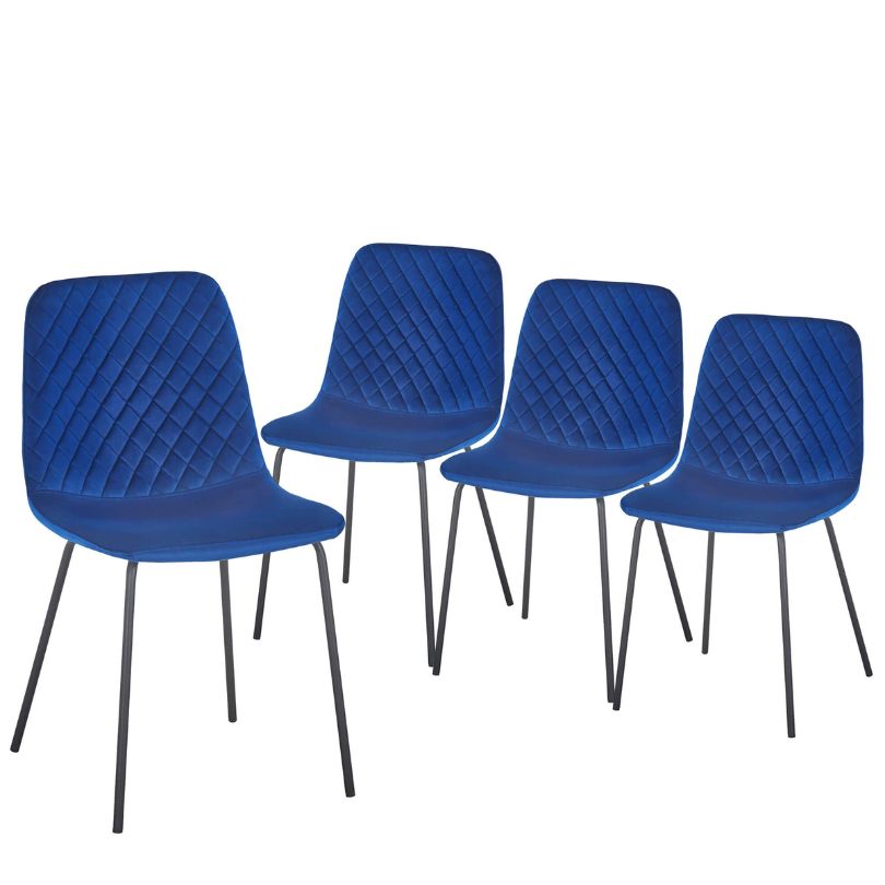 Modern Blue Velvet Dining Chair 4Pcs