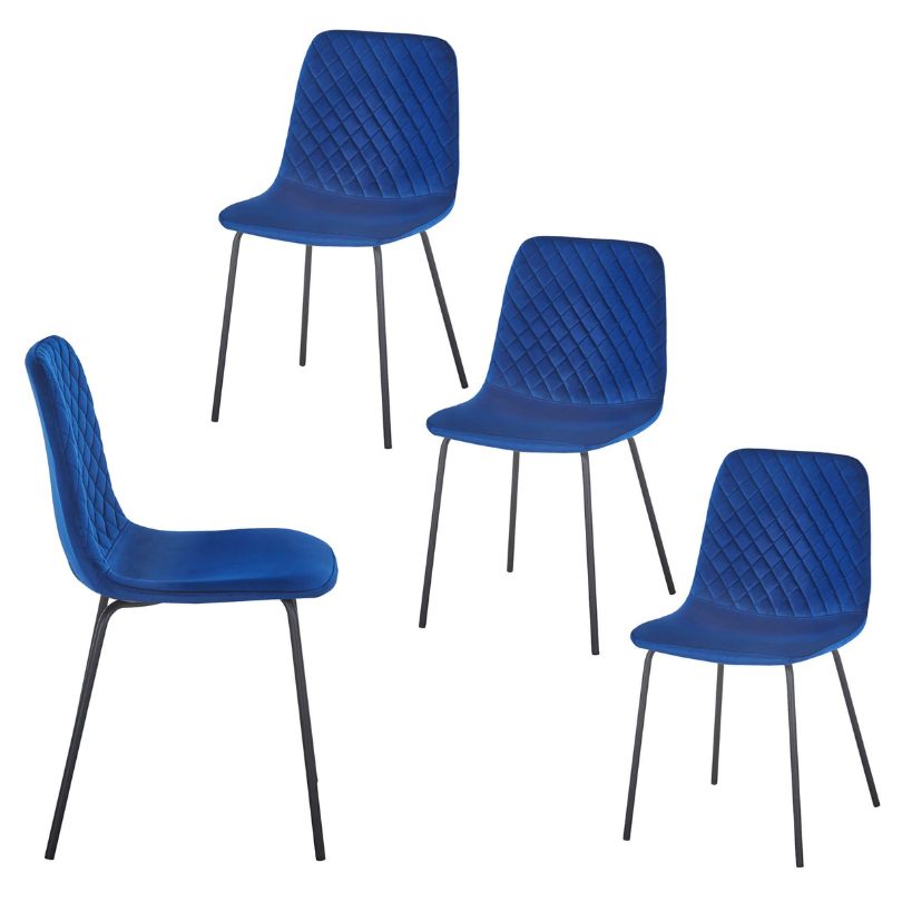 Modern Blue Velvet Dining Chair 4Pcs