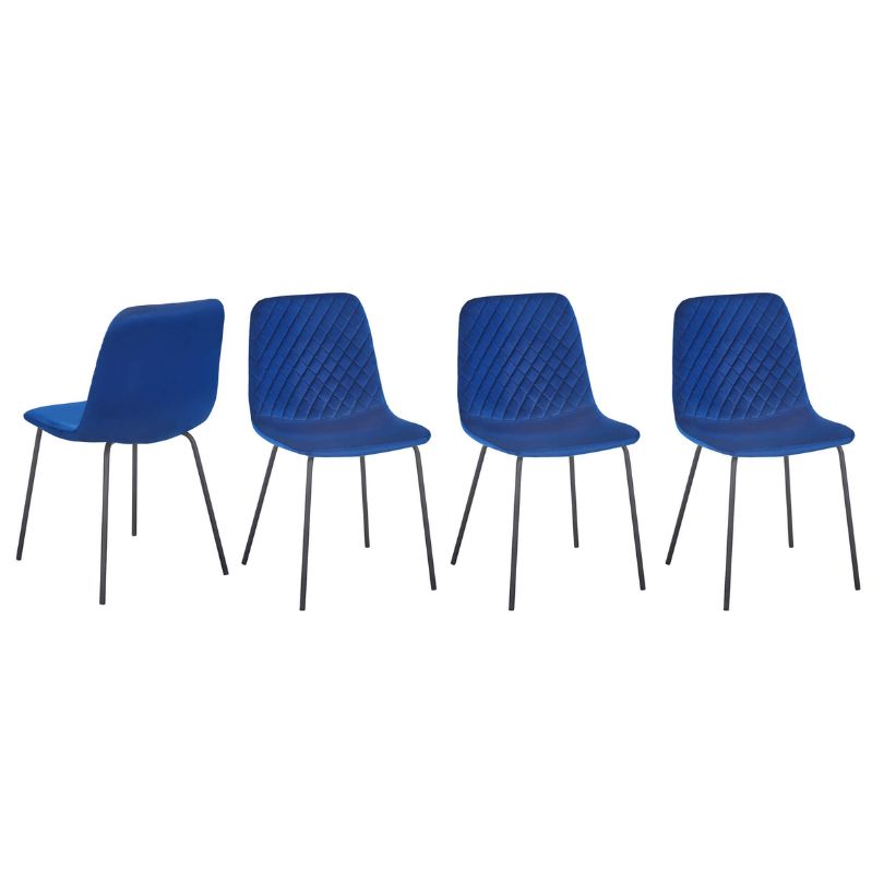 Modern Blue Velvet Dining Chair 4Pcs