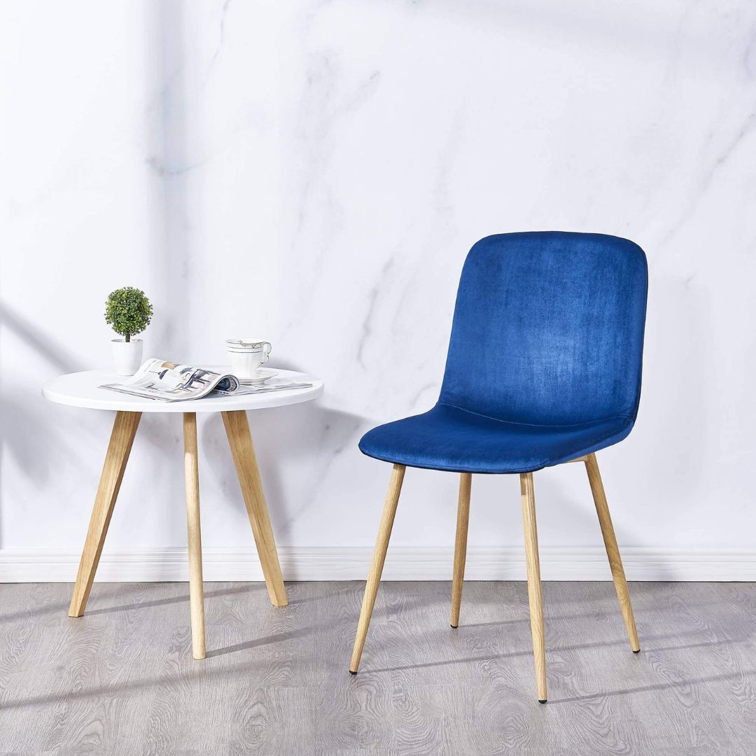 Modern Blue Velvet Kitchen Dining Chair