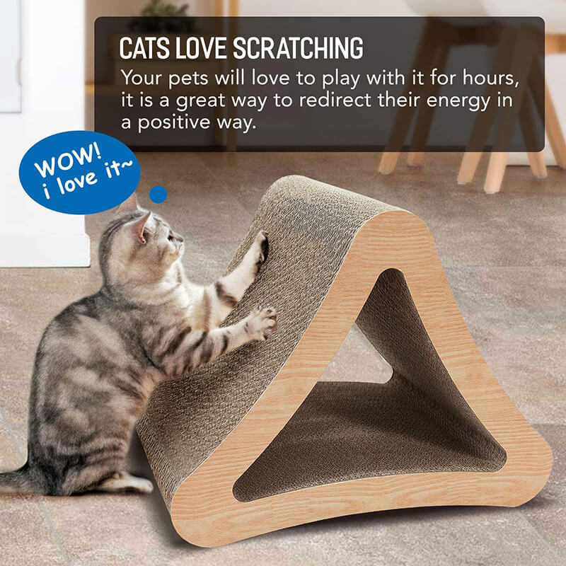 Modern Brown 3-Sided Triangle Cat Scratching Post -17.6"L