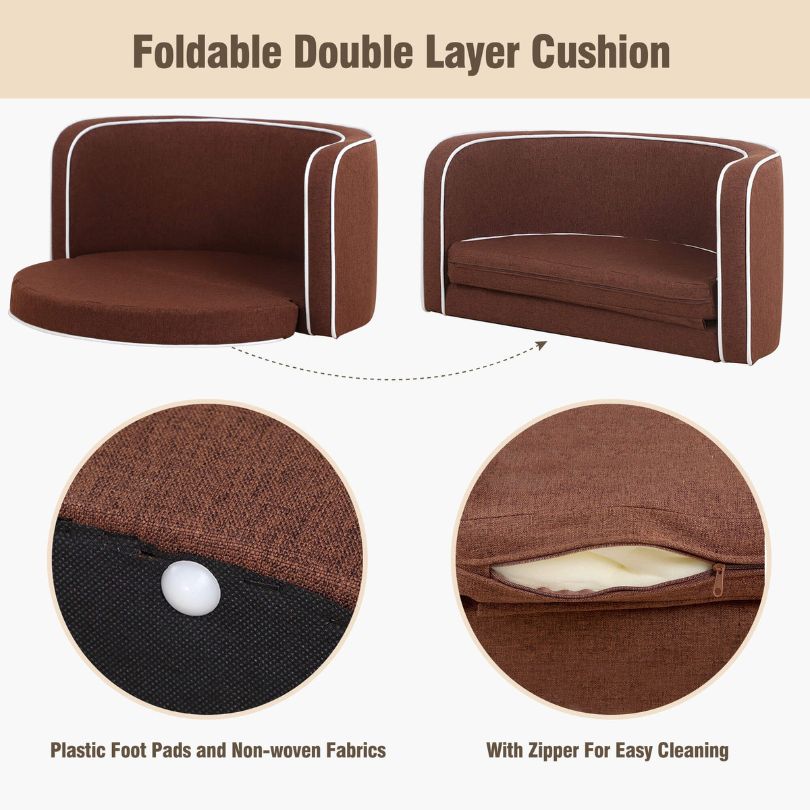 Modern Brown Pet Sofa Bed with Cushion