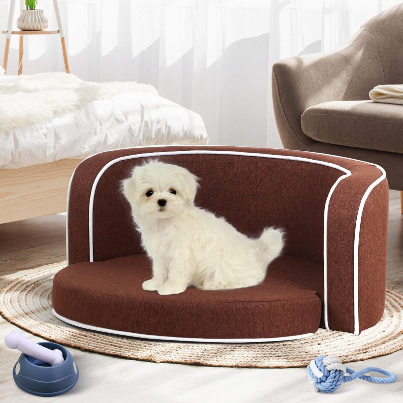 Modern Brown Pet Sofa Bed with Cushion