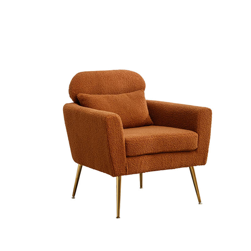 Modern Caramel Boucle Accent Chair