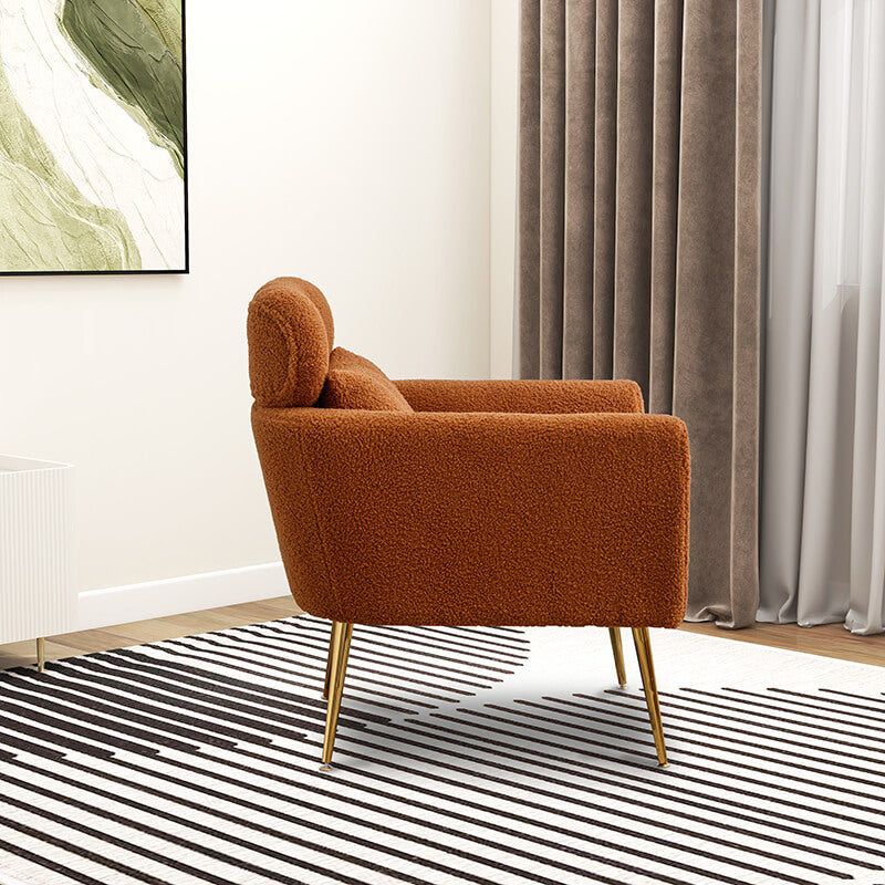 Modern Caramel Boucle Accent Chair