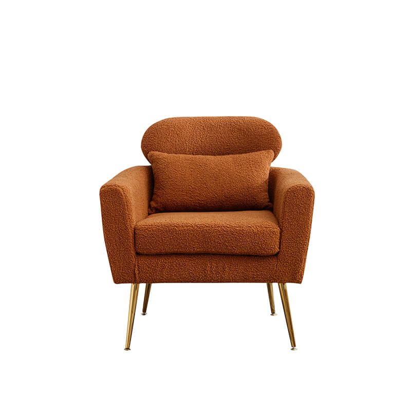 Modern Caramel Boucle Accent Chair