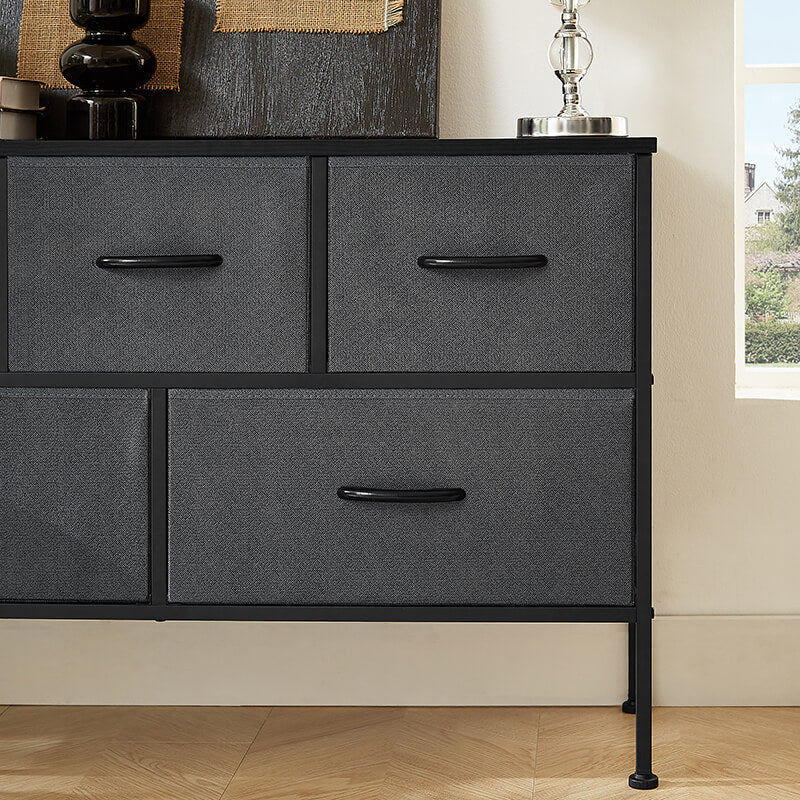 Modern Dark Gray Storage Dresser with 5 Drawers