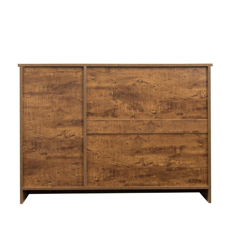 Modern Dark Walnut Entryway Buffet Sideboard with 3 Doors and 2 Drawers