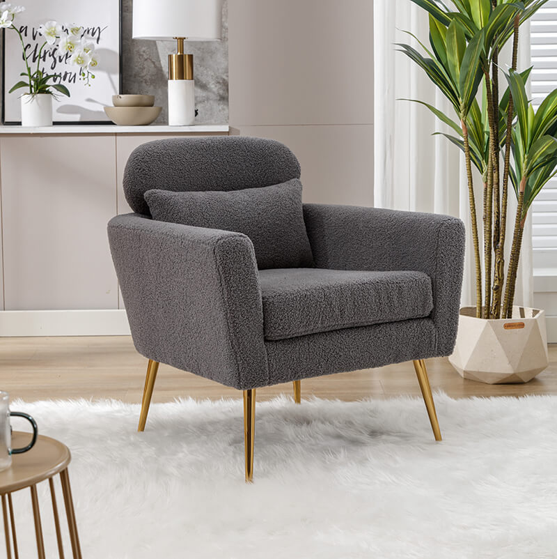 Modern Gray Boucle Accent Chair