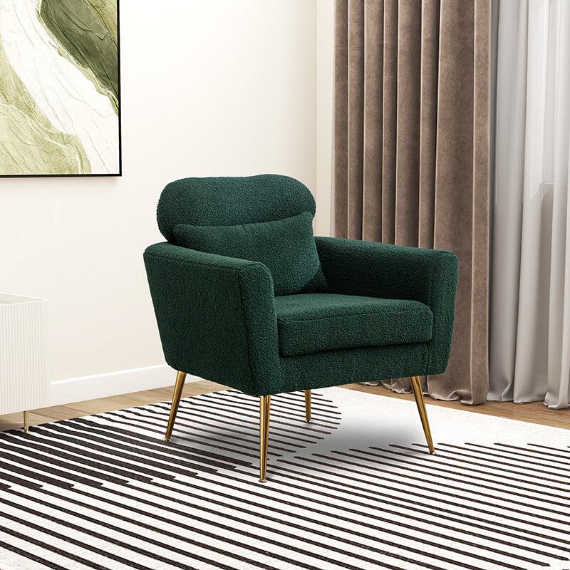 Modern Green Boucle Accent Chair