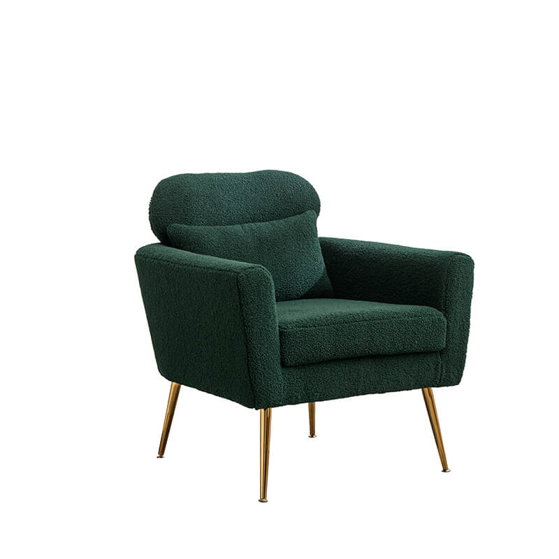 Modern Green Boucle Accent Chair