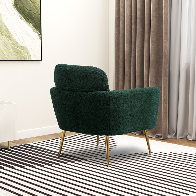 Modern Green Boucle Accent Chair