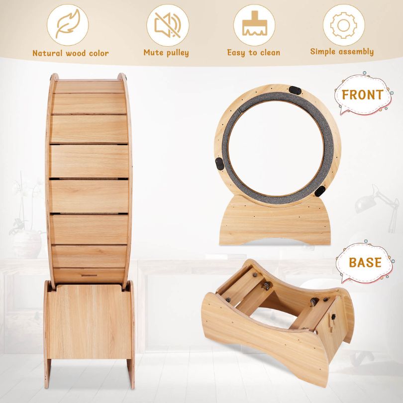 Modern Indoor Wooden Cat Exercise Wheel