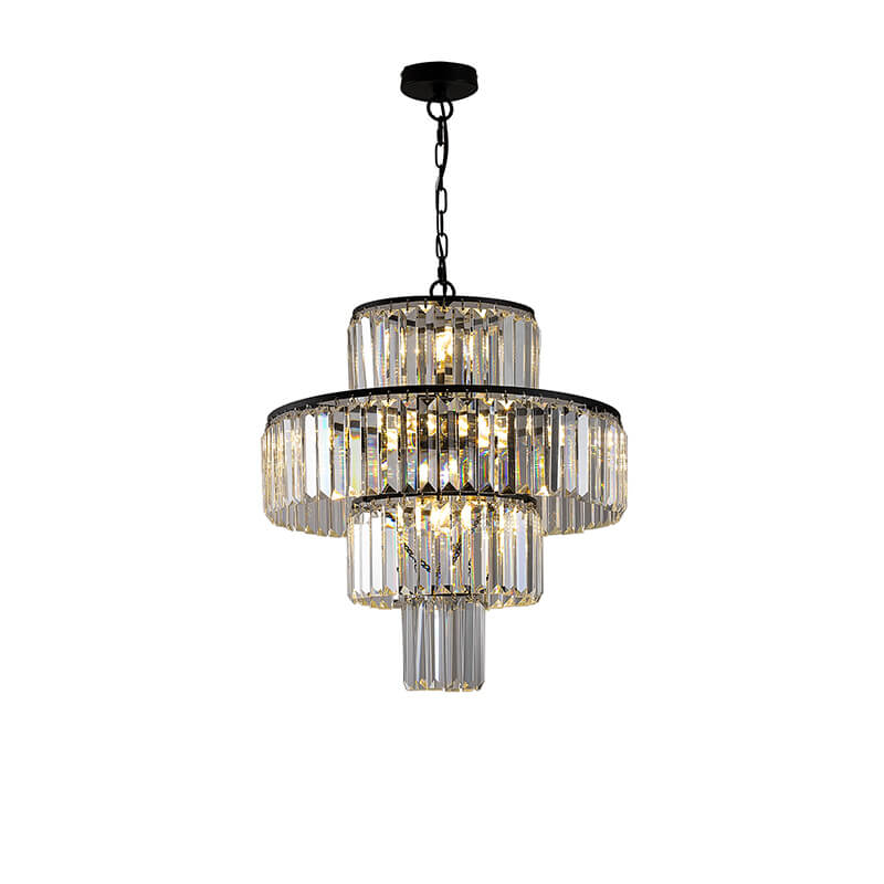 Modern Luxury Black Crystal 4-Tier Pendant Light Chandelier 19.7W x 78.7"H