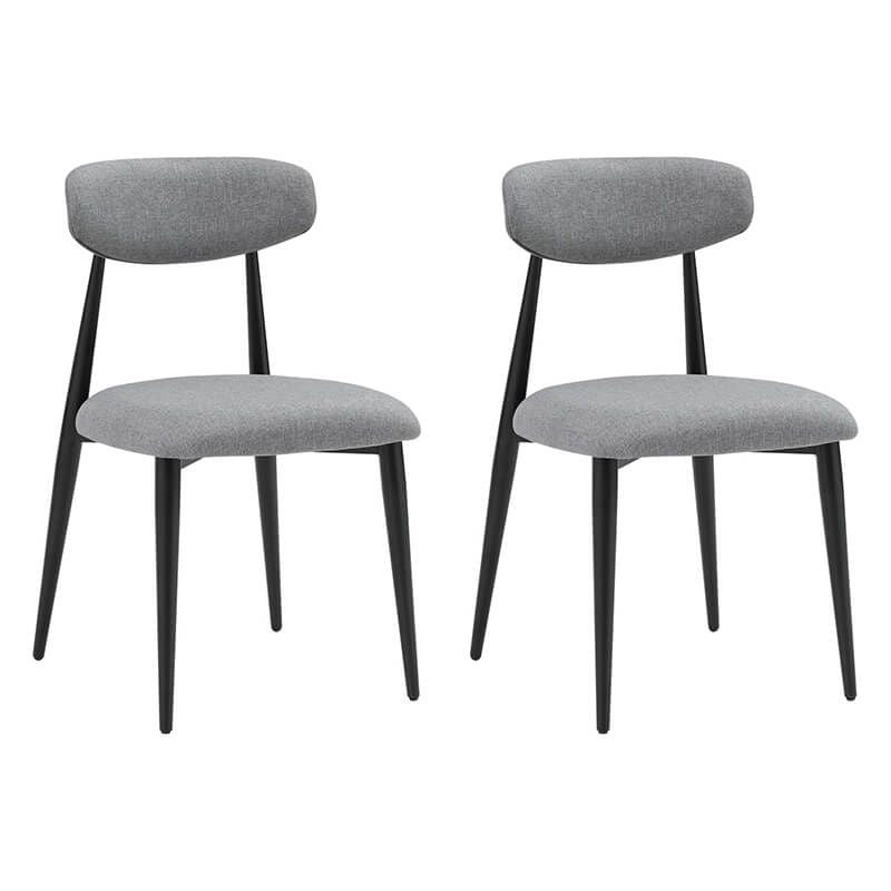 Modern Metal Grey Dining Chair with Curved Upholstered Backrest - Set of 2