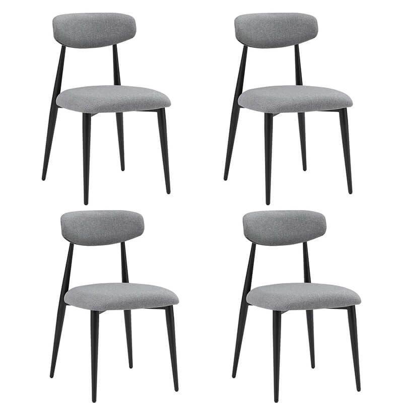 Modern Metal Grey Dining Chair with Curved Upholstered Backrest - Set of 4