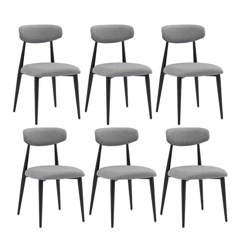 Modern Metal Grey Dining Chair with Curved Upholstered Backrest - Set of 6