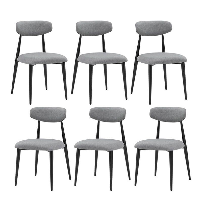 Modern Metal Grey Dining Chair with Curved Upholstered Backrest - Set of 6