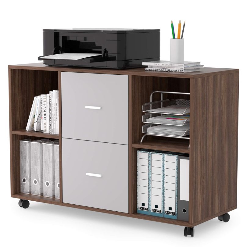 Modern Mobile Lateral File Cabinet with 2-Drawers