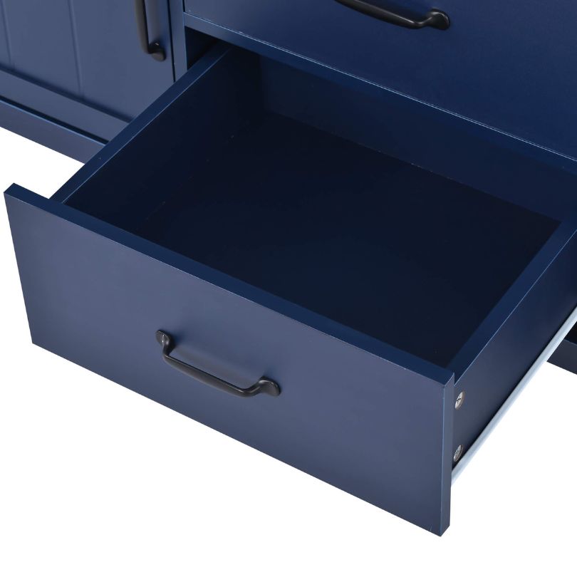 Modern Navy Blue TV Stand with Storage Cabinet