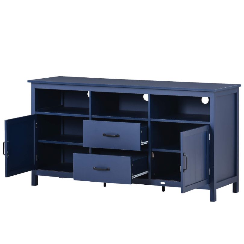 Modern Navy Blue TV Stand with Storage Cabinet