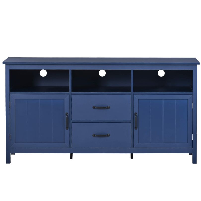 Modern Navy Blue TV Stand with Storage Cabinet