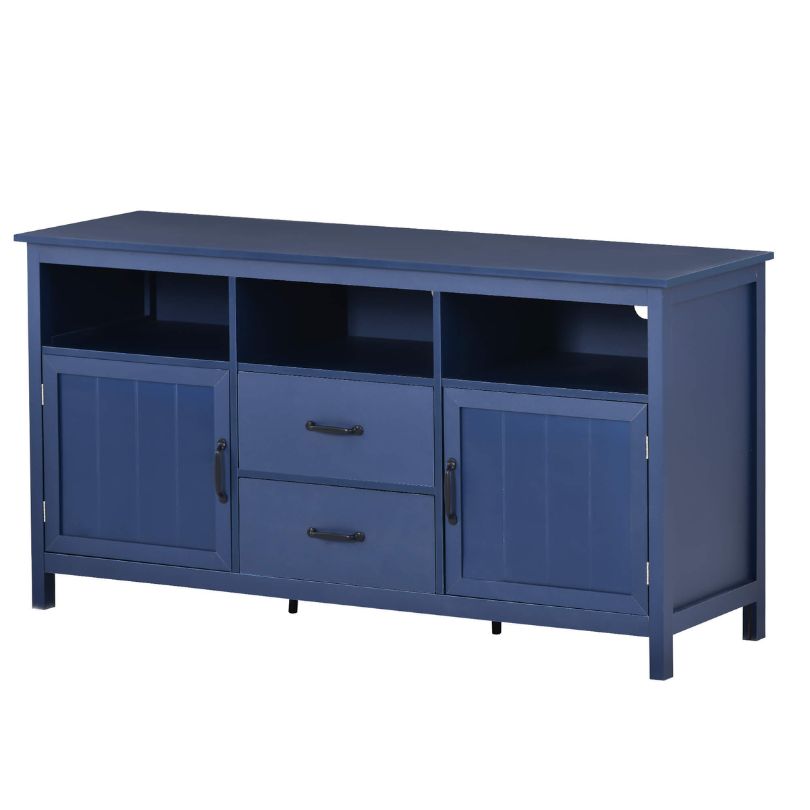 Modern Navy Blue TV Stand with Storage Cabinet