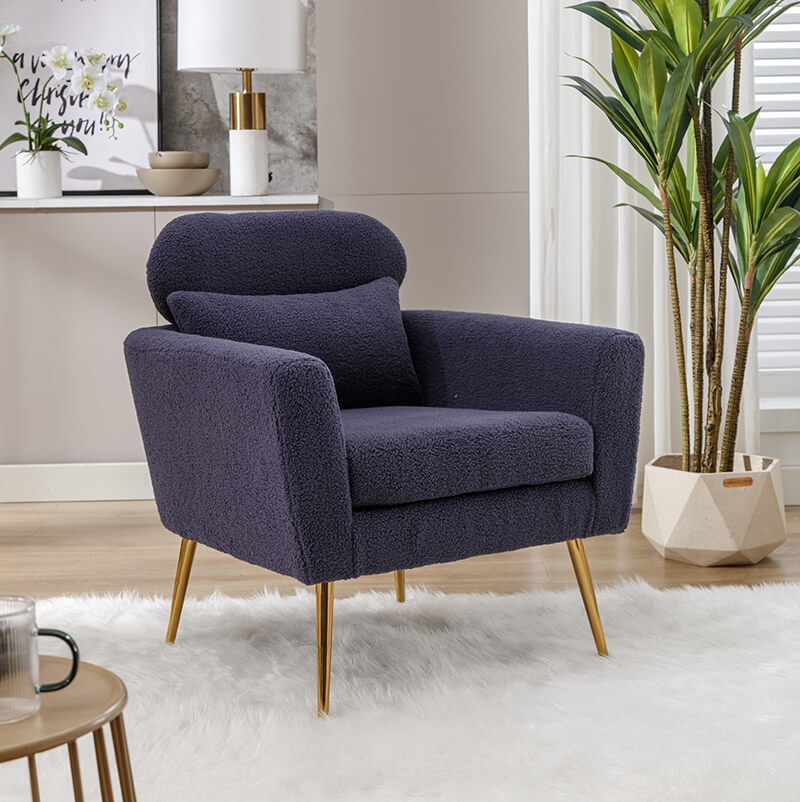 Modern Navy Boucle Accent Chair