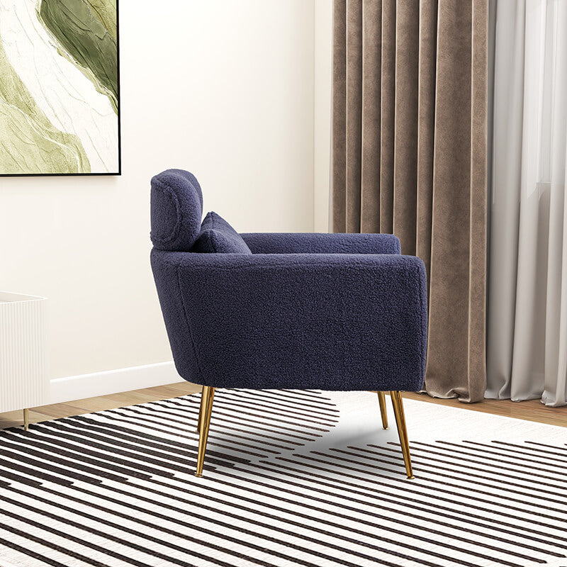 Modern Navy Boucle Accent Chair